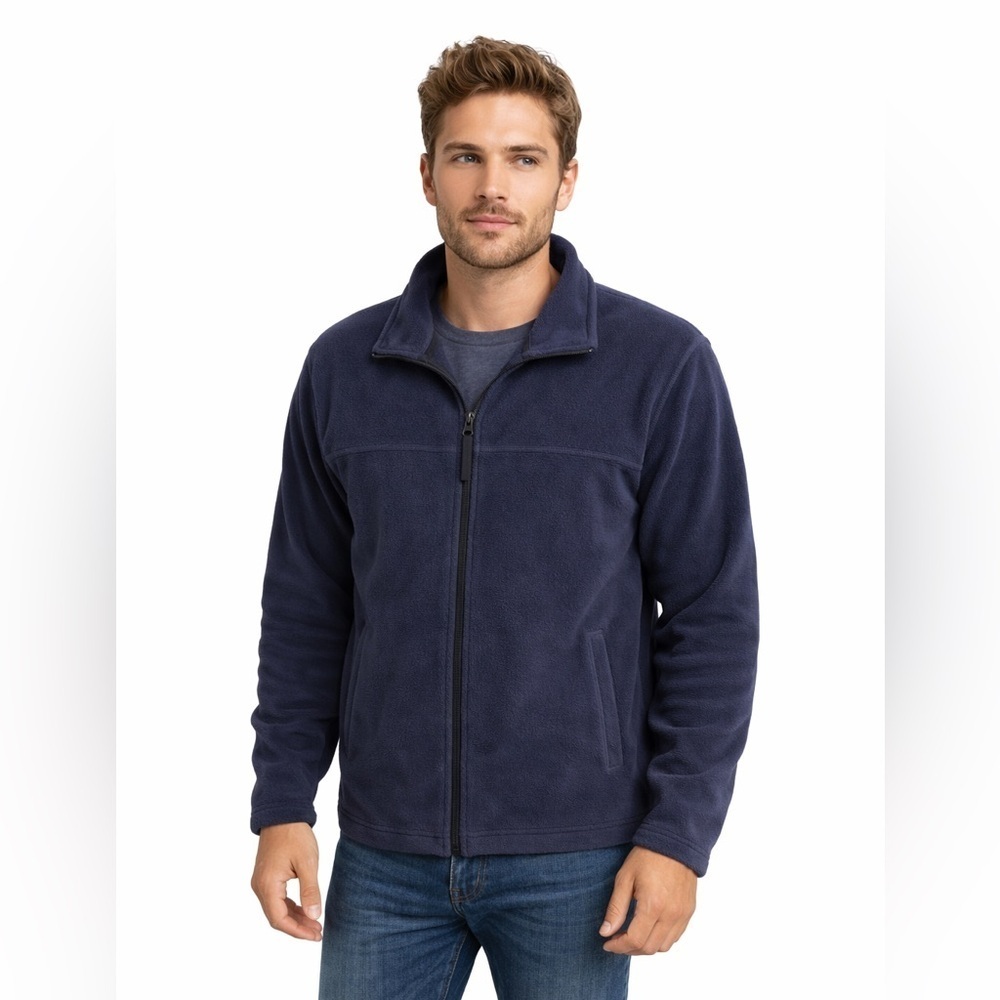 Preswick & Moore Full Zip Fleece Jacket Deep Navy Men’s Cozy Layer Size Medium